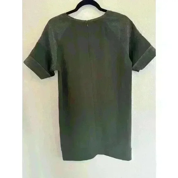 Vince Olive Green Short Sleeve Shift Dress Size Small - Picture 2 of 5